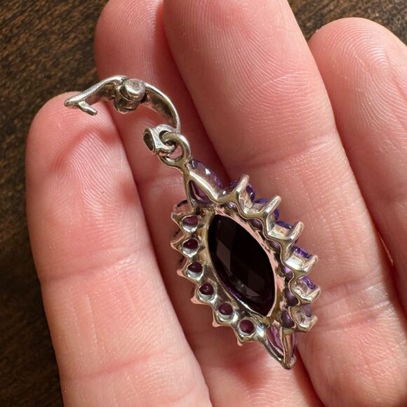 Vintage Estate Amethyst Pendant & Ring Set 925 Sterling Silver Marquise Size 9 - Picture 12 of 17